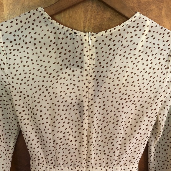 White Fox Brown Polka Dot Romper Playsuit Jumpsuit Tiered Puff Sleeve Boho NWT - Picture 6 of 15